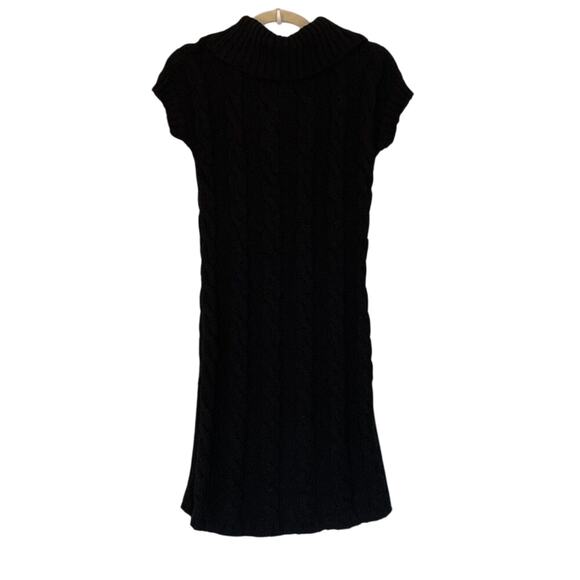 INC Intl Black Short Sleeve Chunky Cable Knit Turtleneck Sweater Dress Size SP - Picture 3 of 9